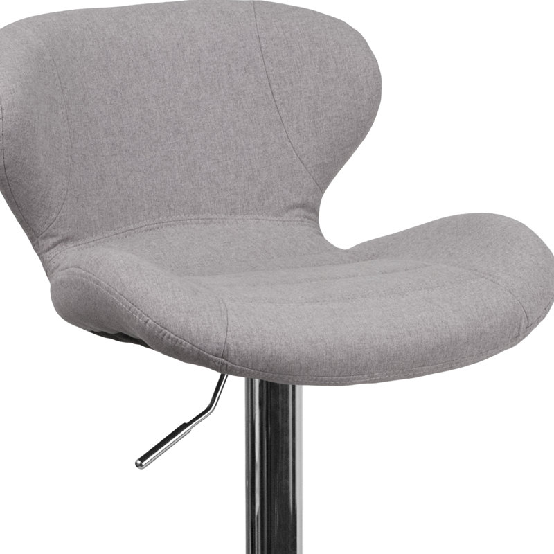 Arkport Swivel Upholstered Adjustable Height Counter Stool with Metal Frame, Light Grey