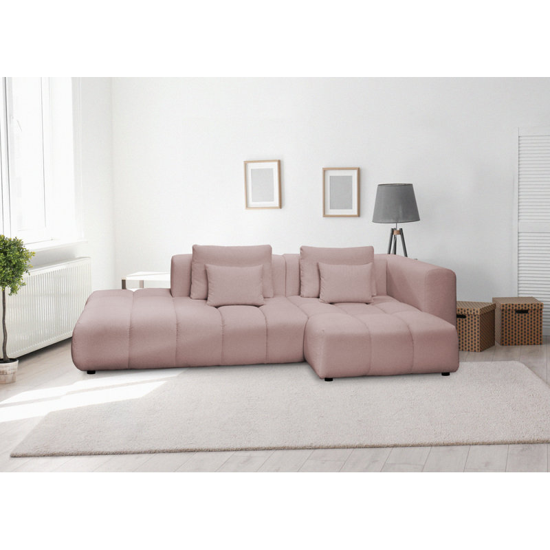 4 Seater Sofa & Chaise, Pink, Left Hand Facing