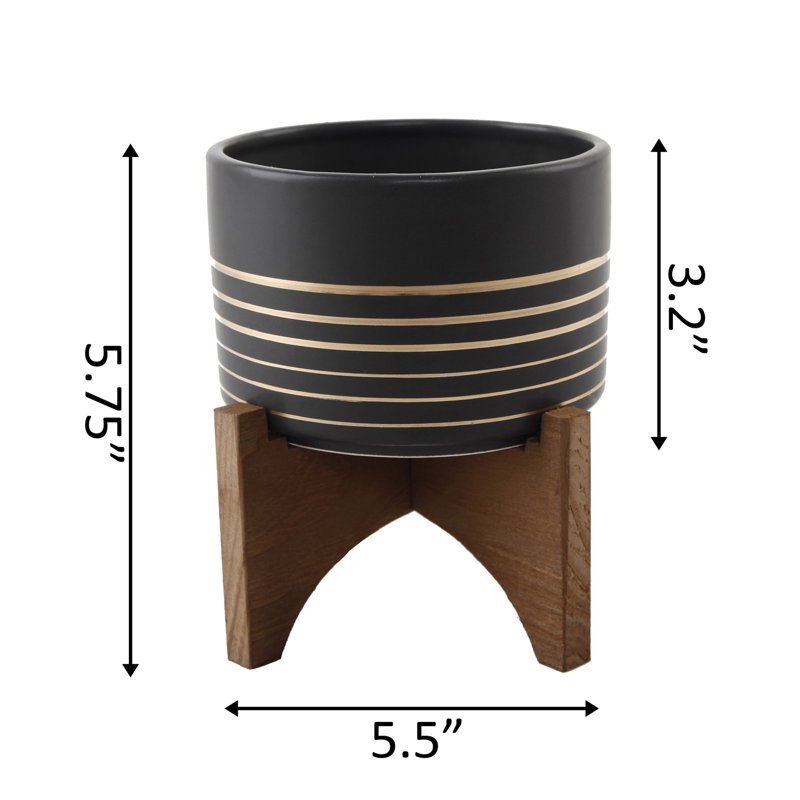 Fonthill Pot Planter, Black, 5.75" H x 4.75" W x 4.75" D