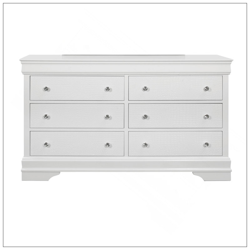 SHAKER CROCODILE METALLIC WHITE DRESSER, White