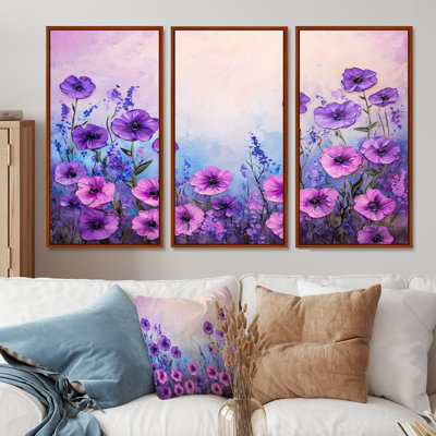 Fantaisie champ de fleurs sauvages de lavande - ensemble de décoration murale fleurs sauvages