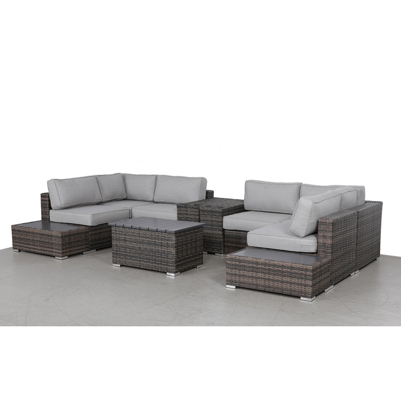 Ensemble de conversation pour 4 personnes avec coussins Tezer Wicker