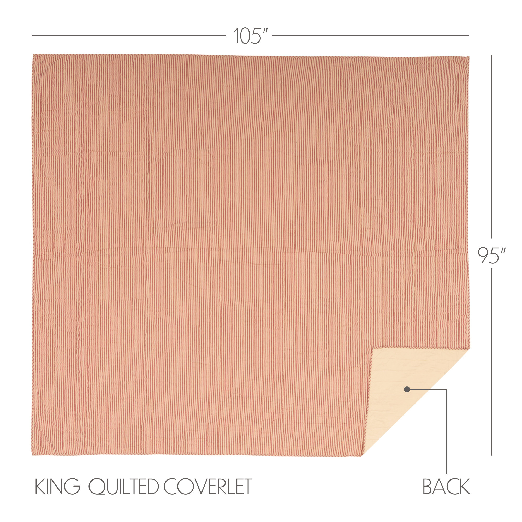 Sawyer Mill Ticking Stripe Quilt Coverlet, King, Country Red & Dark Tan