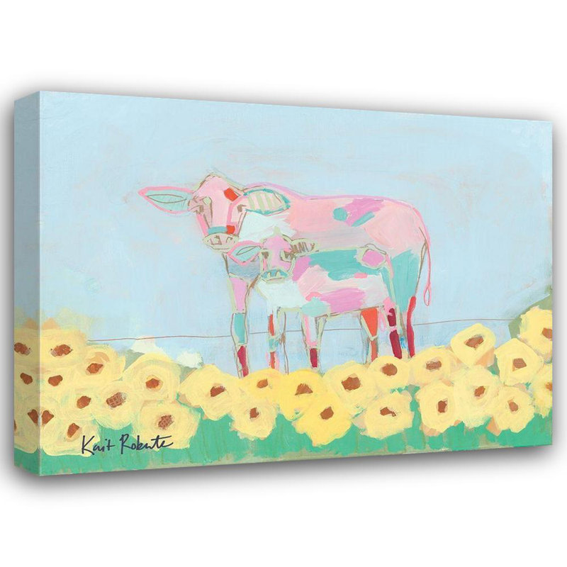 Art sur toile tendue par Gracie Oaks Roberts, Kait Gallery: Rory and Teal, H 28 po x l 36 po