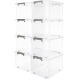 58 Qt Clear Storage Bin With Lid Stackable Container Organizes (Set of 8)
