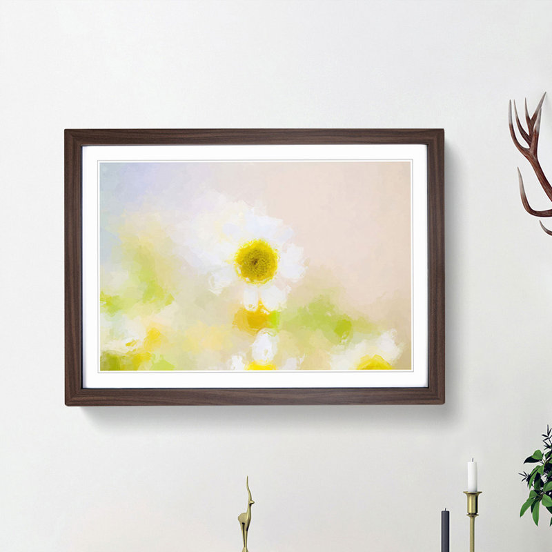 Daisy Flower View in Abstract - Picture Frame Graphic Art Print, Walnut Framed, 62cm H x 87cm W x 2cm D