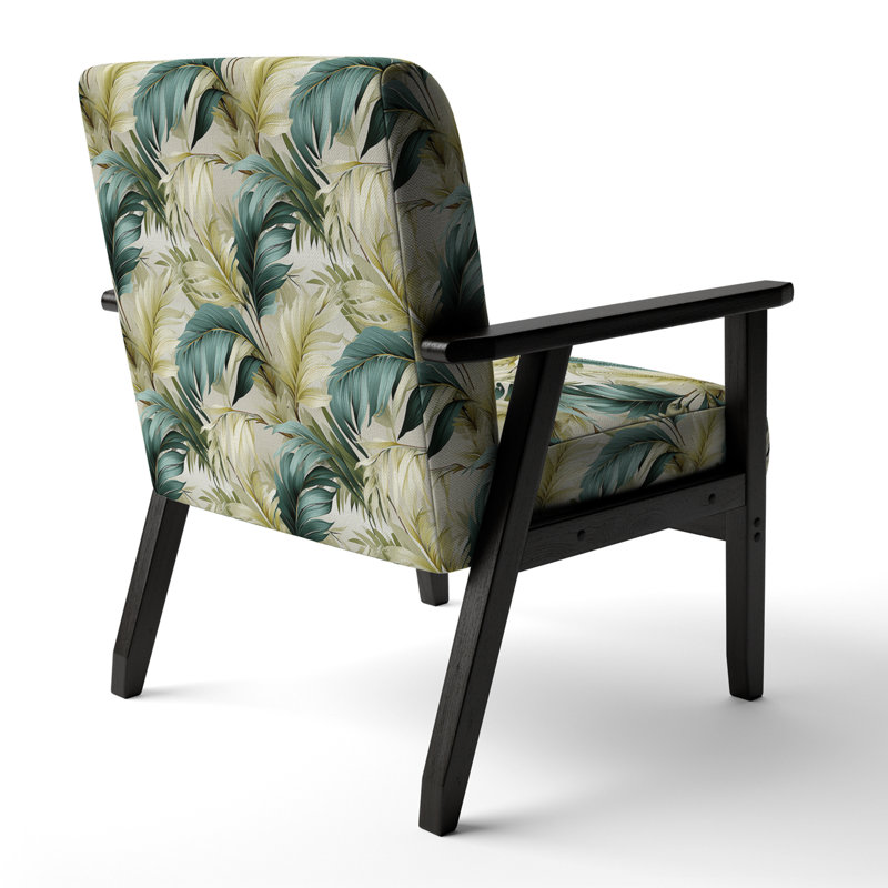Neutral Tropics Tropical Motif - Chaise rembourrée avec accoudoirs de style bord de mer, chaise d'appoint à motif de feuilles tropicales
