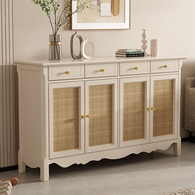 Buffet décoratif moderne en bois massif blanc
