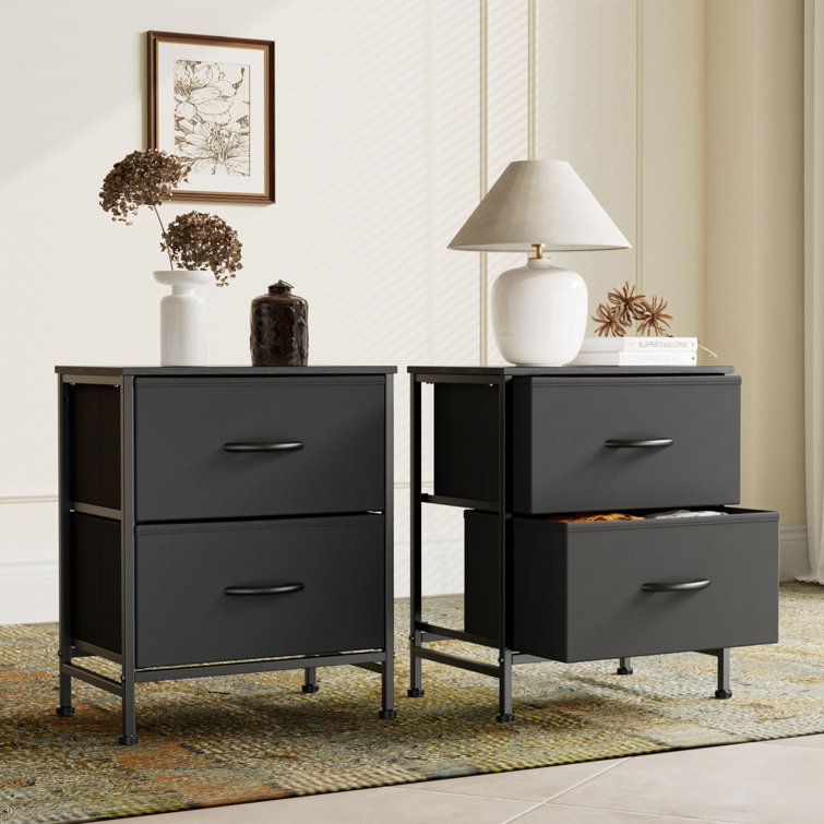 Jaece Modern 2-Fabric Drawer Nightstand, Small Space Bedside Table, End Table Storage Cabinet