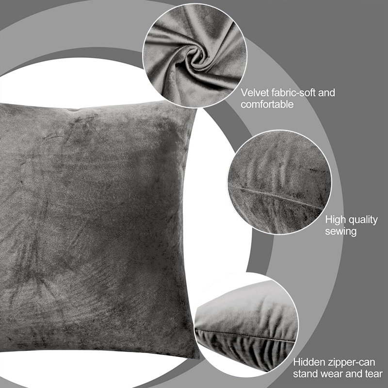 Velvet Scatter Cushion Cover, Grey