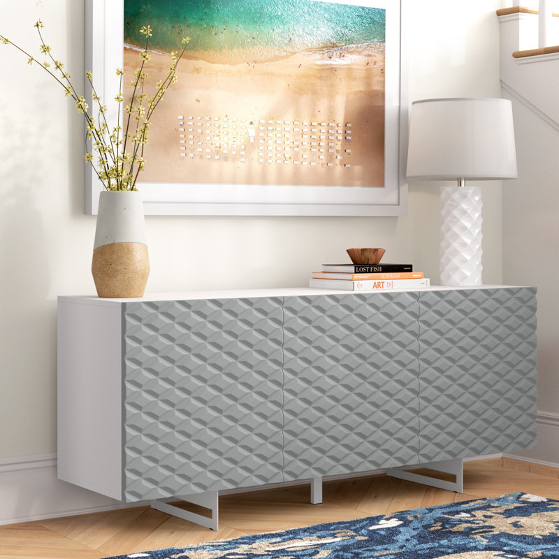 Feehley 165cm Sideboard, White/Grey