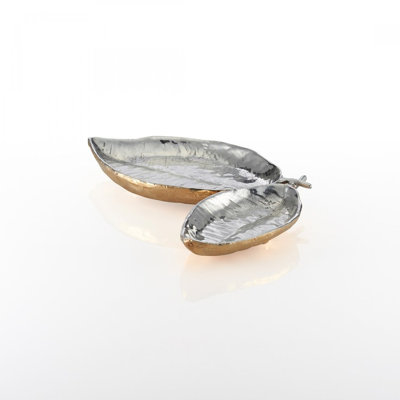 Metal Abstract Posh & Luxe Decorative Plate in Silver/Gold