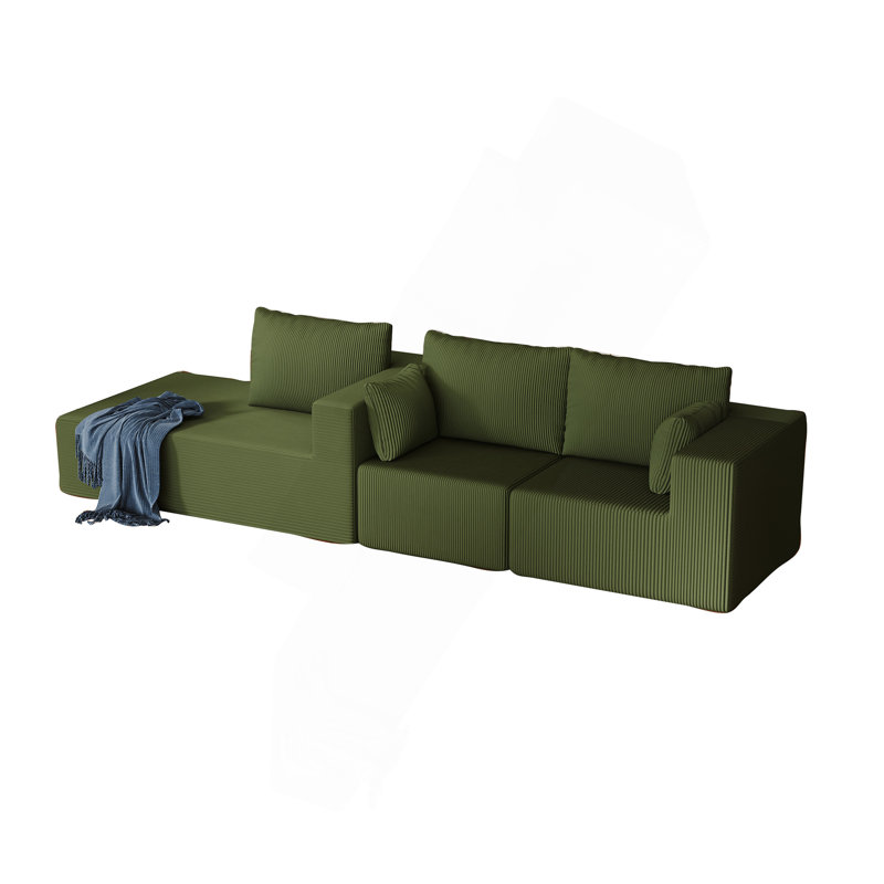 108.3" Sectional Foam Couch,L Shape Sofa With Chaise Lounge,Modular Cloud Sofa  For Living Room,Upholstered Corduroy Couch
