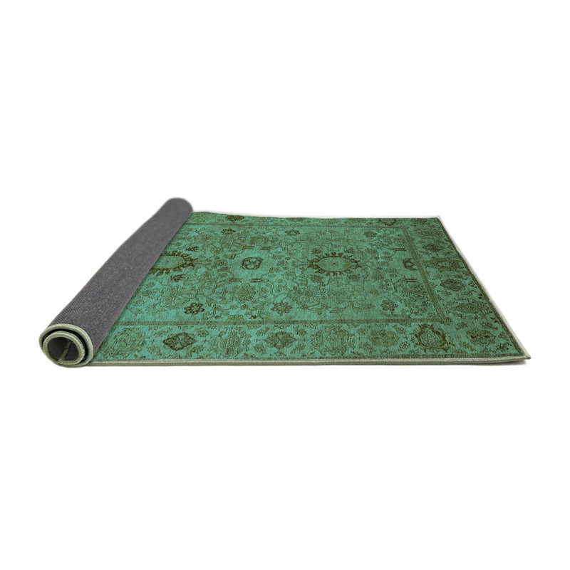 Tapis oriental en laine / polyester tissé à la machine en turquoise / brun, Carré 4 pi