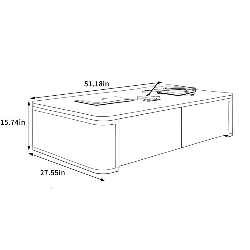 Table basse moderne avec tiroir de rangement, H 15,74 po x L 51,18 po x l 27,55 po