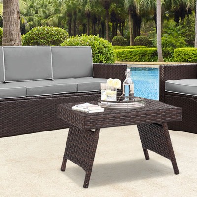 Devasheeh Rectangular Wicker/Rattan Outdoor Folding Coffee Table