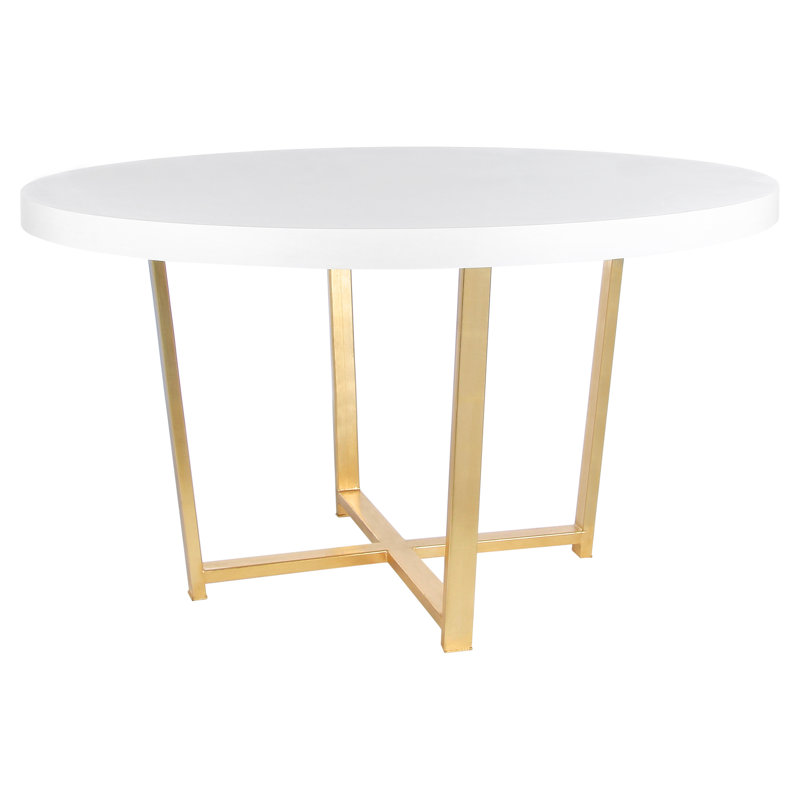 Tessa 56" Trestle Dining Table, Alabaster White Veneer