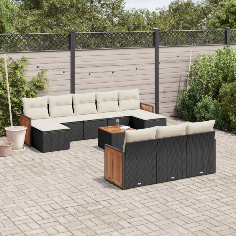 Vidaxl Garden Sofa Set Black, Cream White