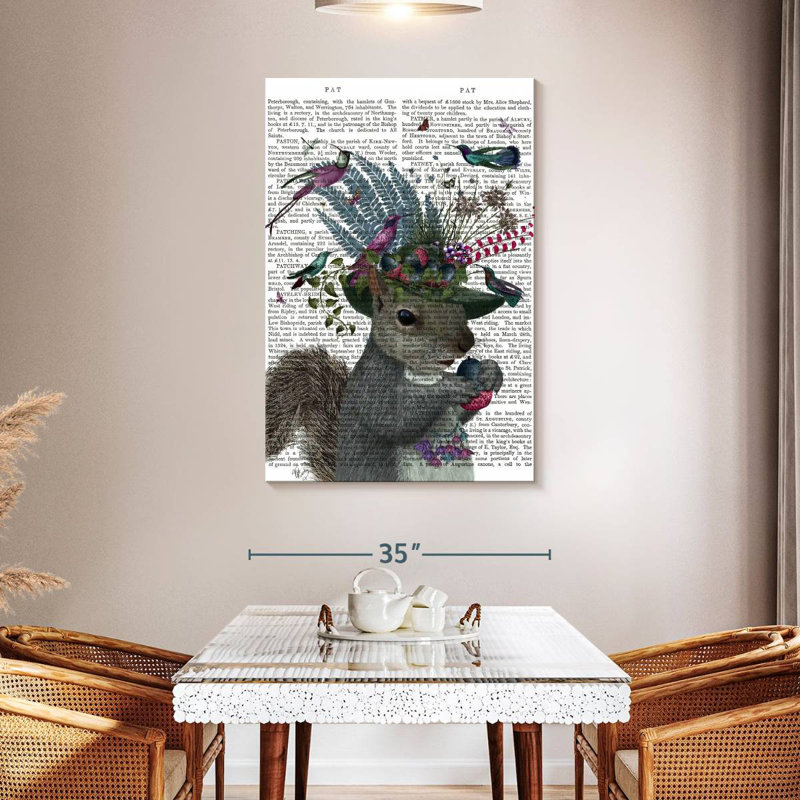 Brampt Squirrel Birdkeeper And Blue Acorns, 48" H x 32" W