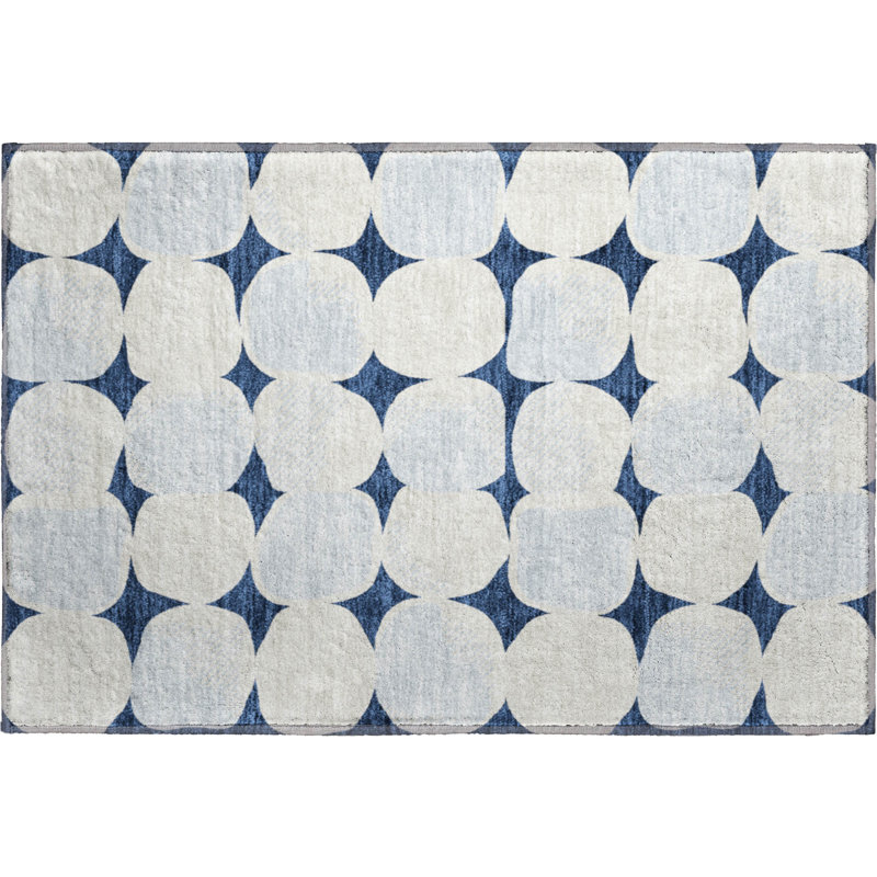 Tapis bleu marine de qualité supérieure lavable à la machine Prisco, Rectangle 1 pi 8 po x 2 pi 6 po