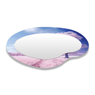 Pink Winter Tree Snow Landscape - Tree Winter Traditional Wall Mirror In Asymmetrical Shapes