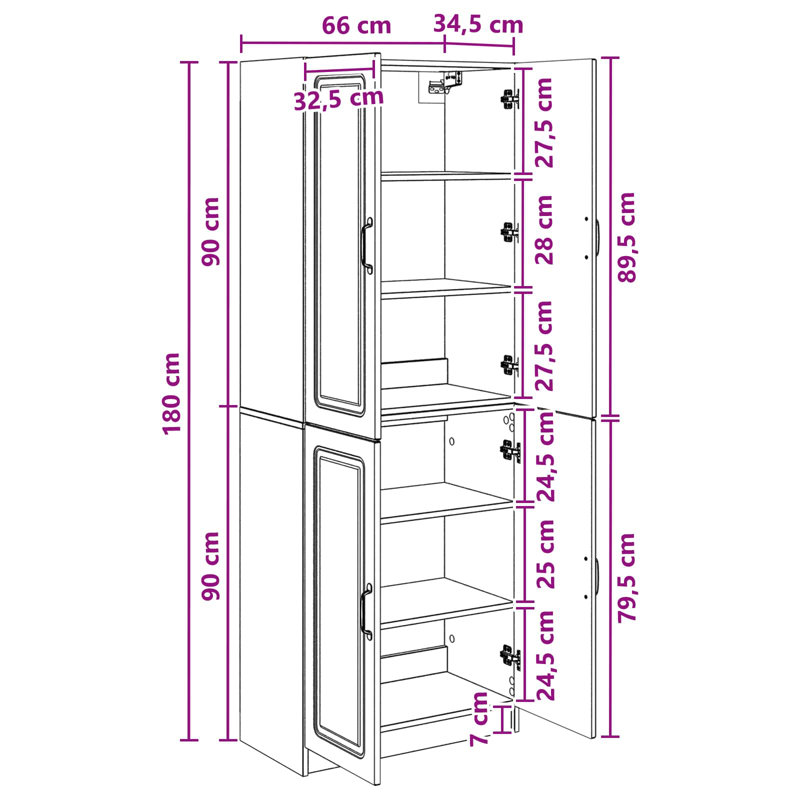 4 -Door 2 Storage Cabinet, Sonoma Oak