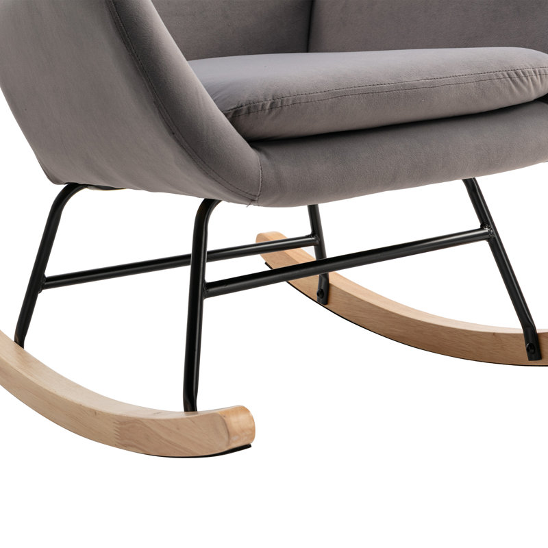 Chaise berçante Edsol, Velours gris
