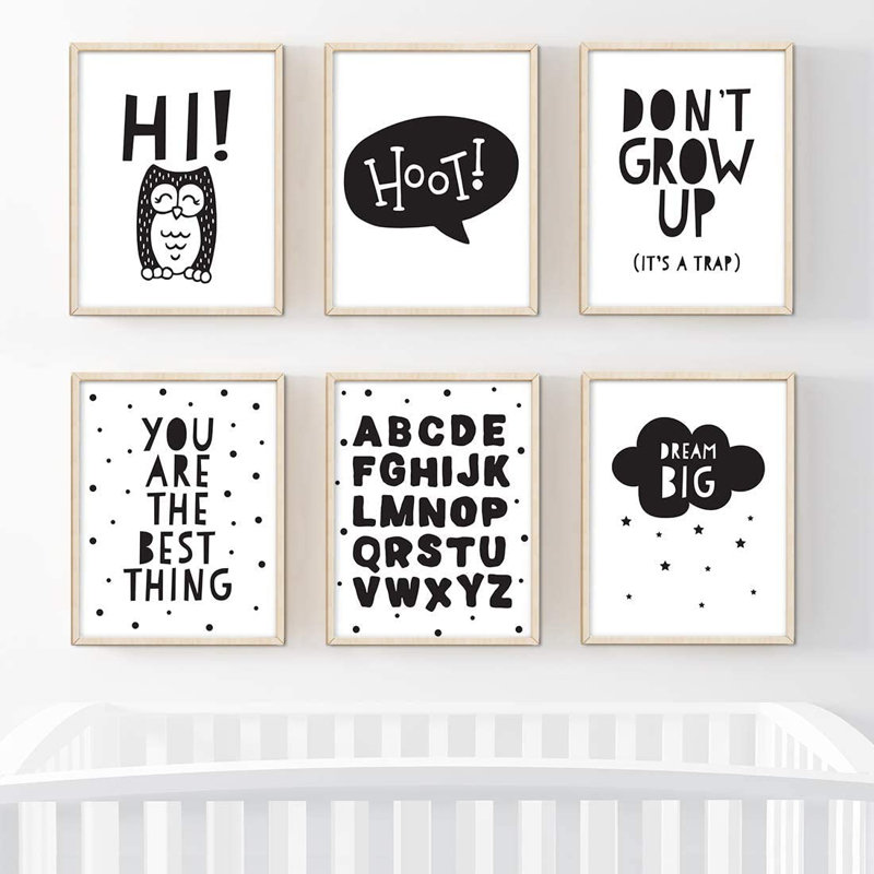 Hibou graphic, hoot, alphabet, ne pas agrandir, ensemble de 6 pièces imprimé sur papier Delight