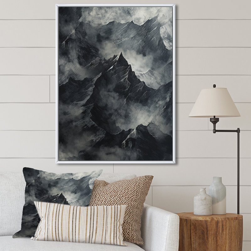" Mountains Percolated Peaks I ", White Floater Framed, 20" H x 12" W x 1" D