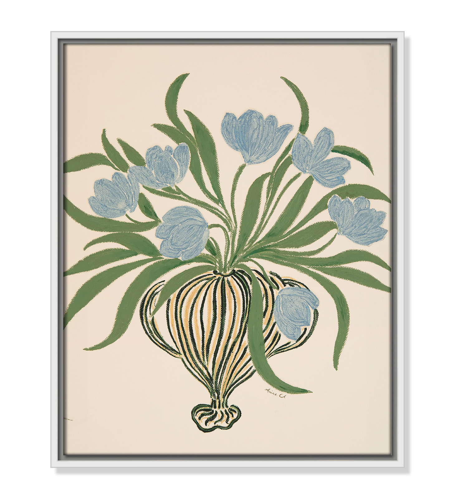 Colette "La Poire Blue Tulips" Print, 21.5" H x 17.5" W, White