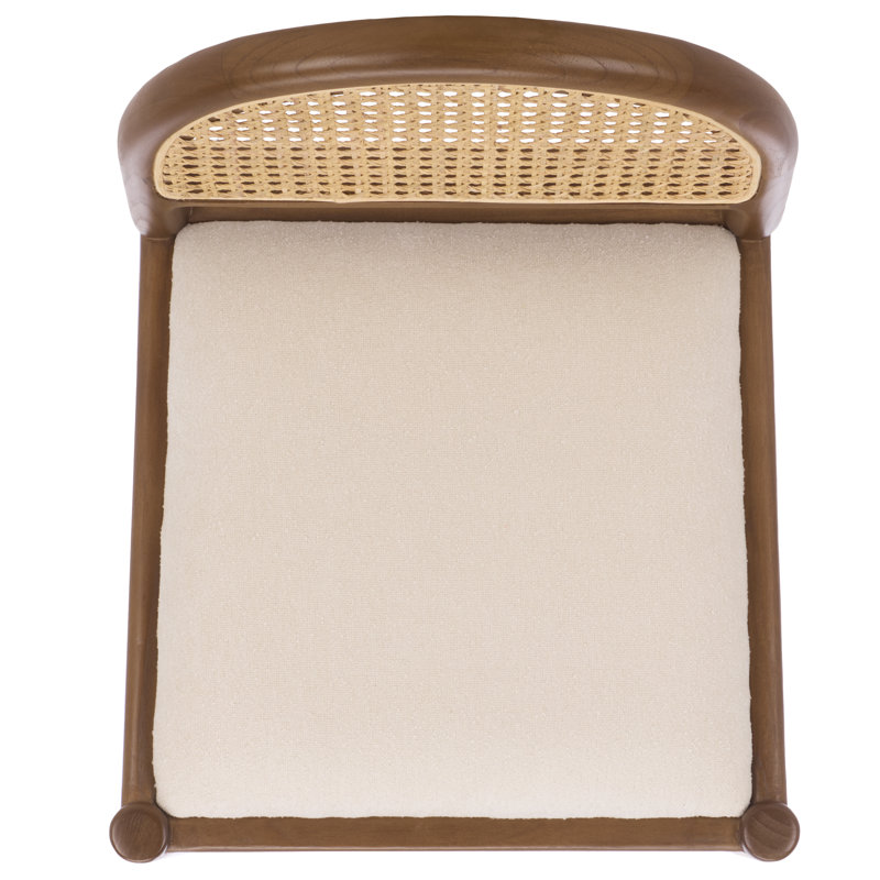 Laylie Rattan And Leather Counter Stool, Medium Oak/Boucle