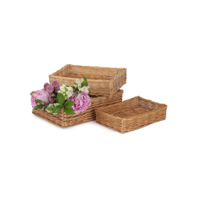 Sherri 3 Piece Wicker Storage Tray Set