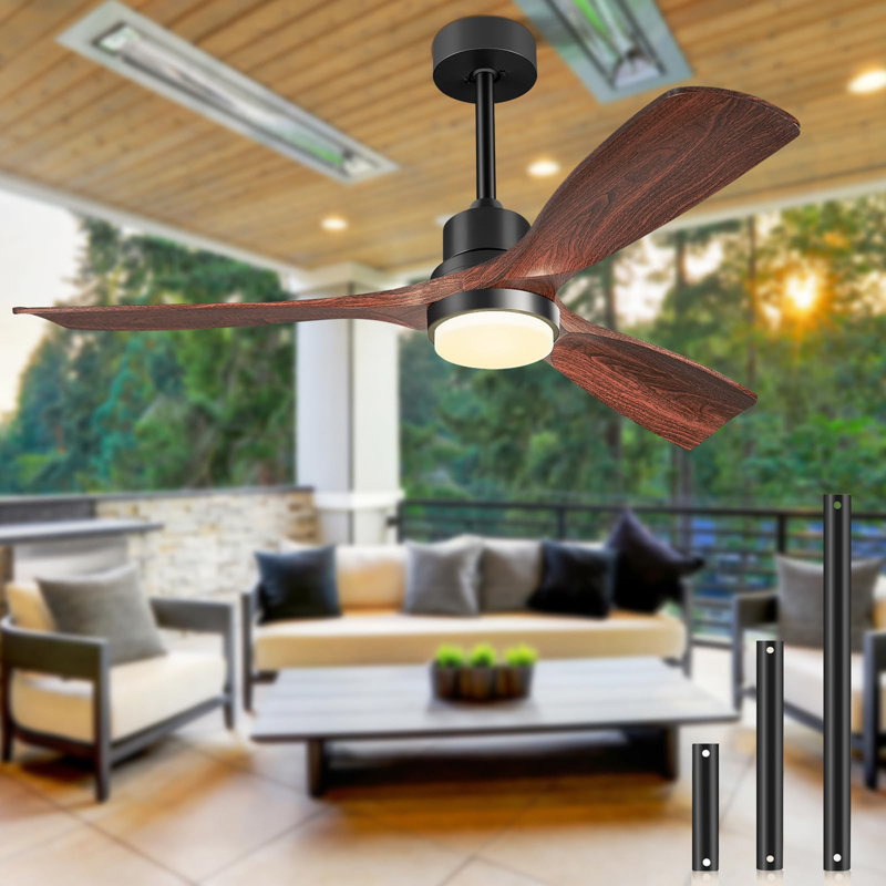 52 Inch Ceiling Fan with Lights Remote Control, Walnut