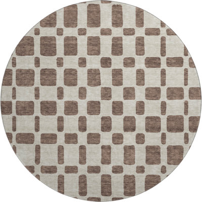 Premium Machine Washable Prisco Brown Rug