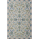 Lugano Hand-Tufted Wool Loop Pile Indoor Rug Traditional Bordered Cream/Blue/Green