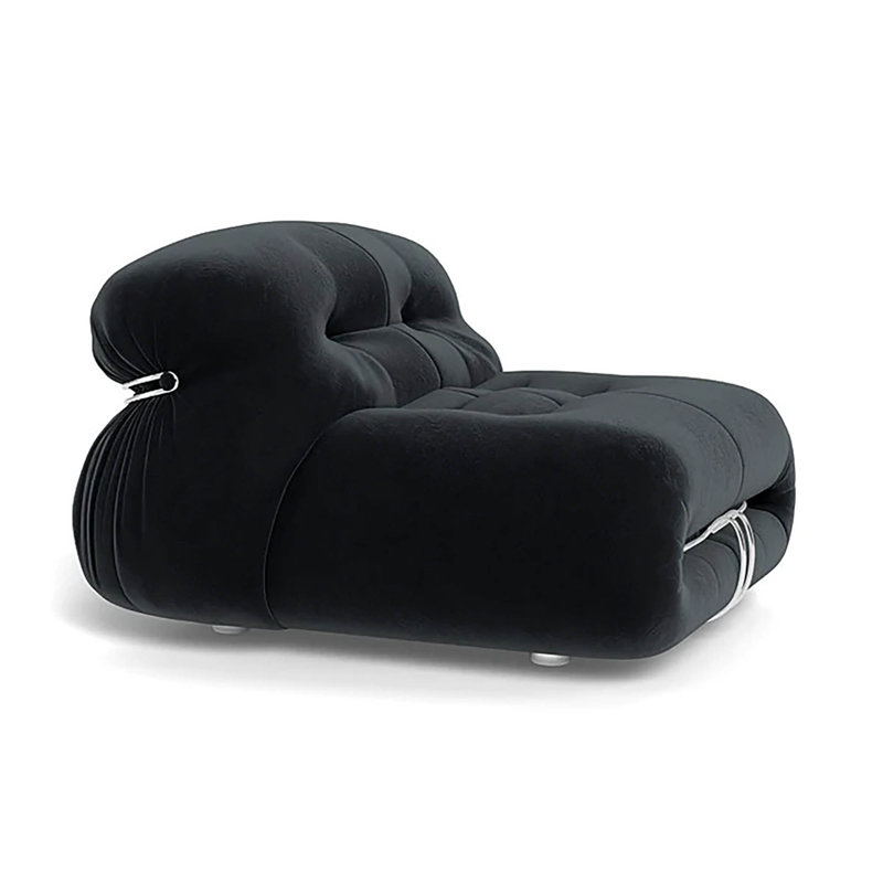 Fauteuil de chambre rembourré Ashtola, Velours noir