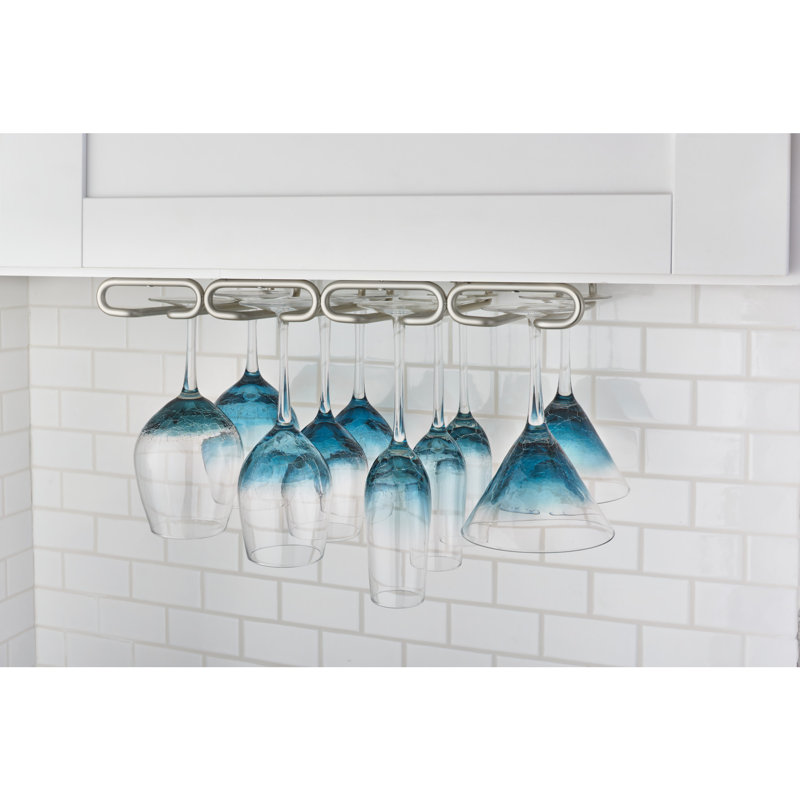 Rev-A-Shelf 11-Inch Quad Under-Cabinet Stemware and Wine Glass Rack Holder , Satin Nickel