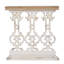 Console de 32 po avec plateau en bois brun et base rétro blanchie à la chaux, comptoir additionnel blanc 31,9 po x 11,8 po, pièce décorative