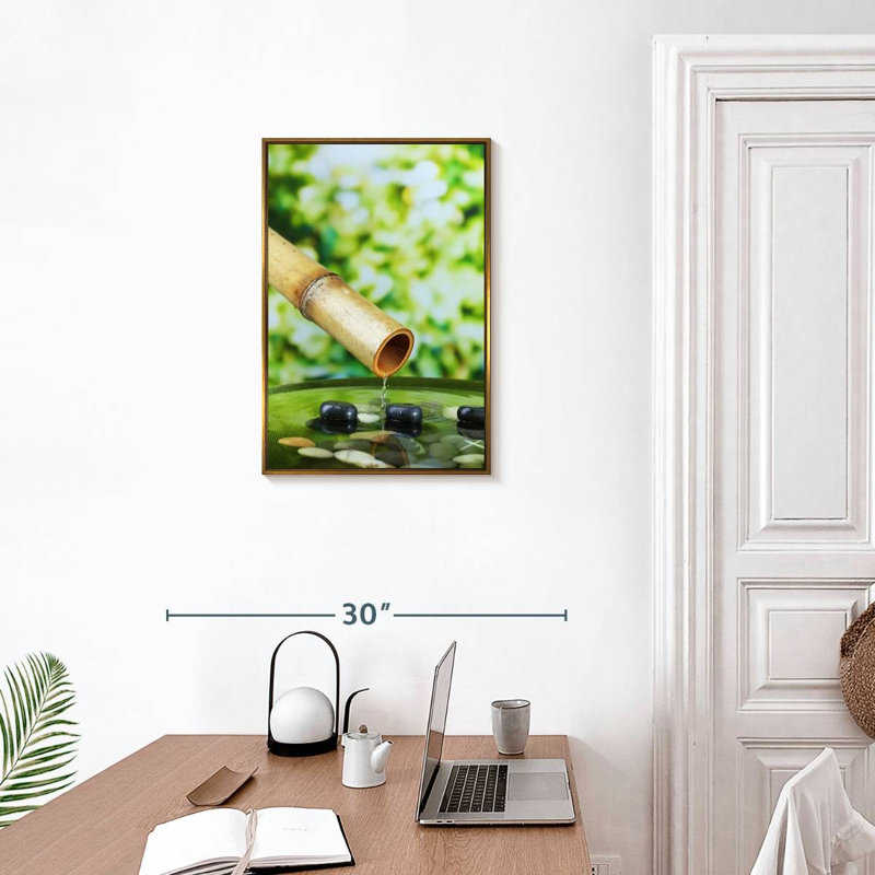 Fontaine en bambou, Floating Frame Gold, 17" x 25"