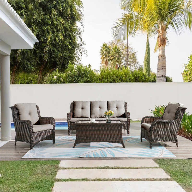 Carolina 5 - Person Patio Conversation Set with Cushions, Gray