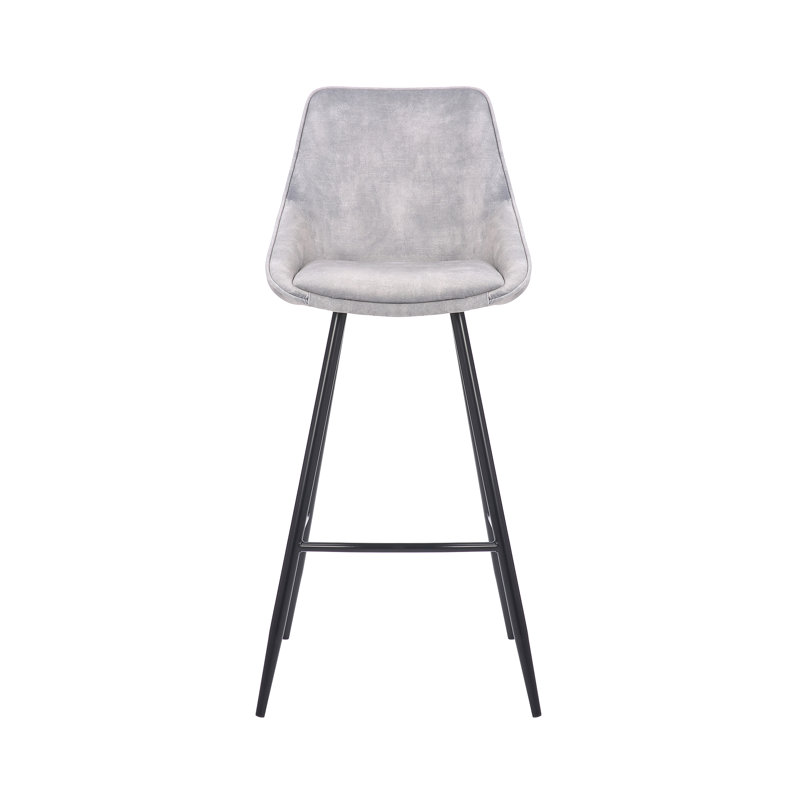 Upholstered Counter Stool with Metal Frame, Grey