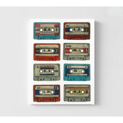 Vintage Cassettes Wall Art Print, Framed Retro Cassette Tapes Print, Retro Music Wall Art, Framed Wall Art,Oversized Wall Art,Large Wall Art