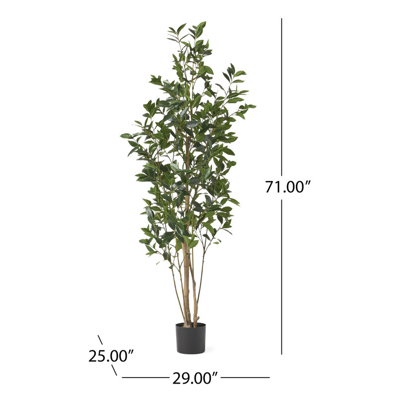  Laurier artificiel 71 pouces, verdure d'intérieur réaliste pour le salon, vert