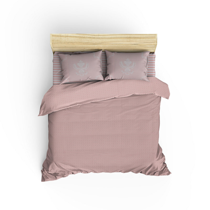 Ensemble de housse de courtepointe luxueuse Super King, 102 x 87, 65% coton / 35% polyester, poudre et blanc | Coussin à housse de couette et enveloppe 120 fils, lavable à la machine, 120 fils (2 pièces) | Literie douce et élégante