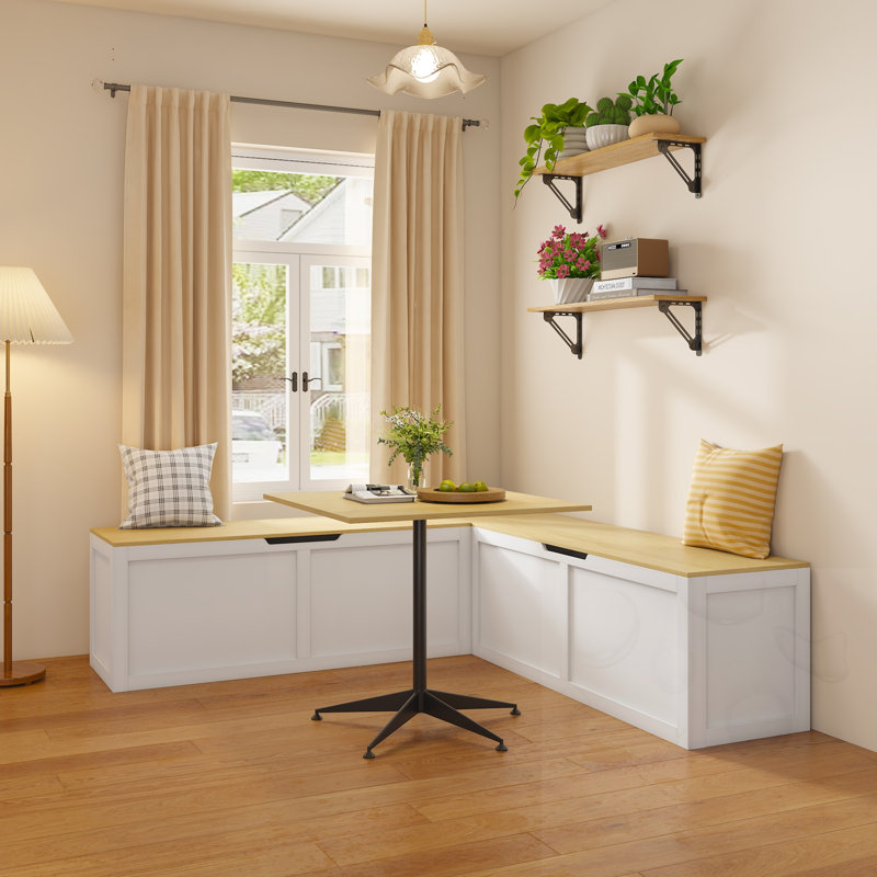Banc de rangement à angle droit avec compartiment de rangement