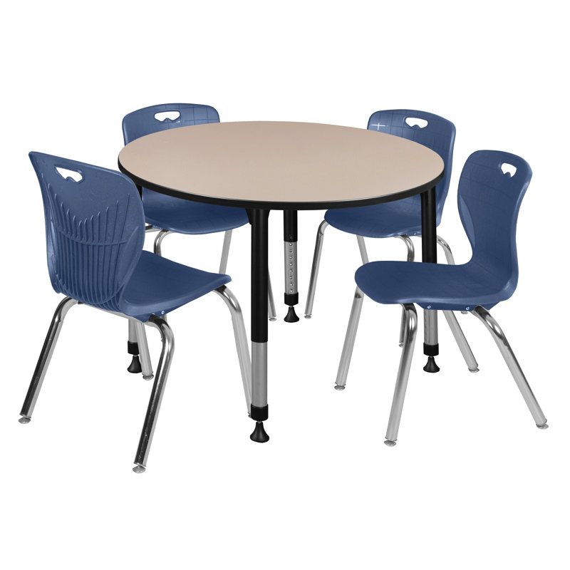 Ensemble de table de salle à manger et de chaises Kee Mobile, H 34 po x L 48 po x l 48 po, Noir, Érable