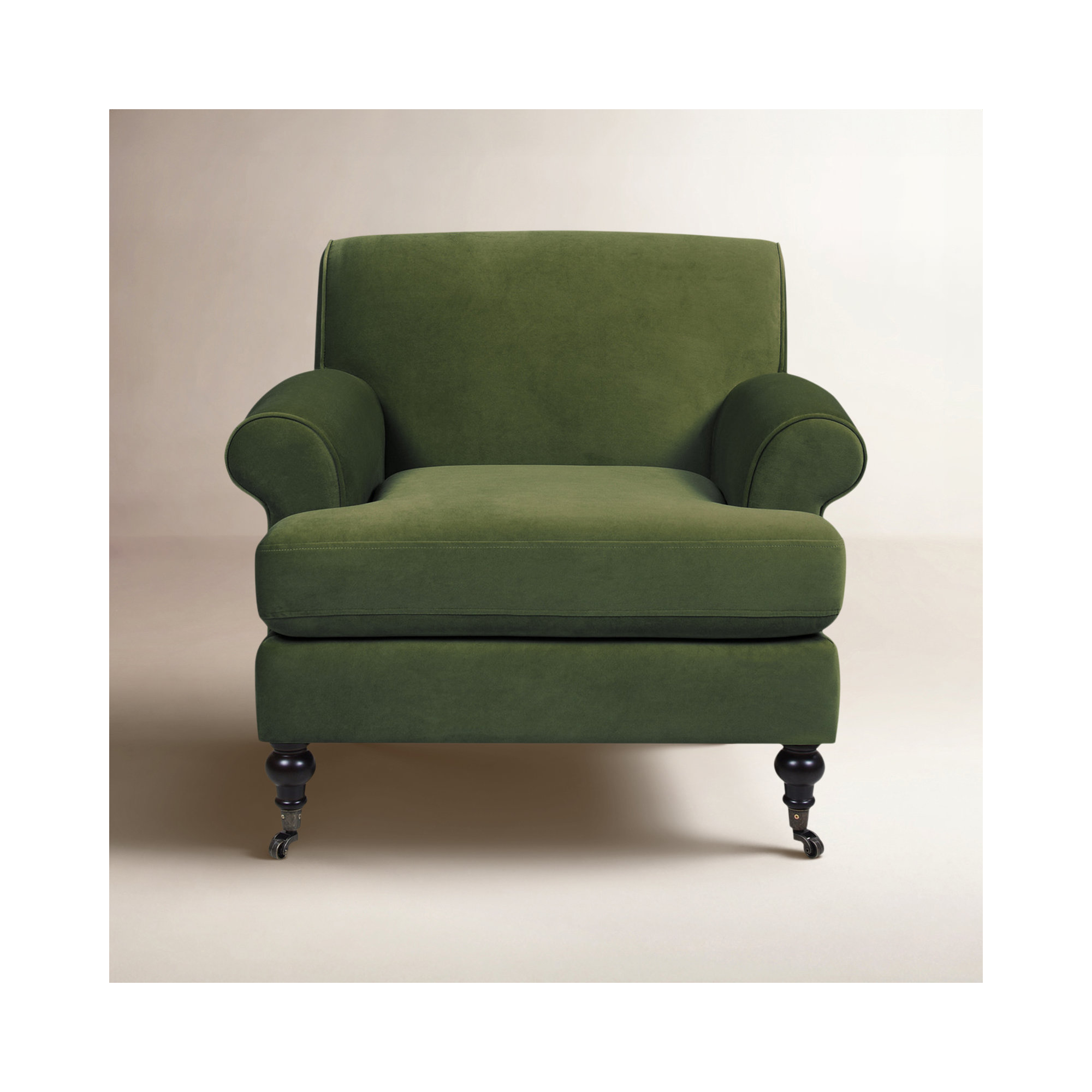 Harbor Upholstered Armchair, Olive Green Velvet