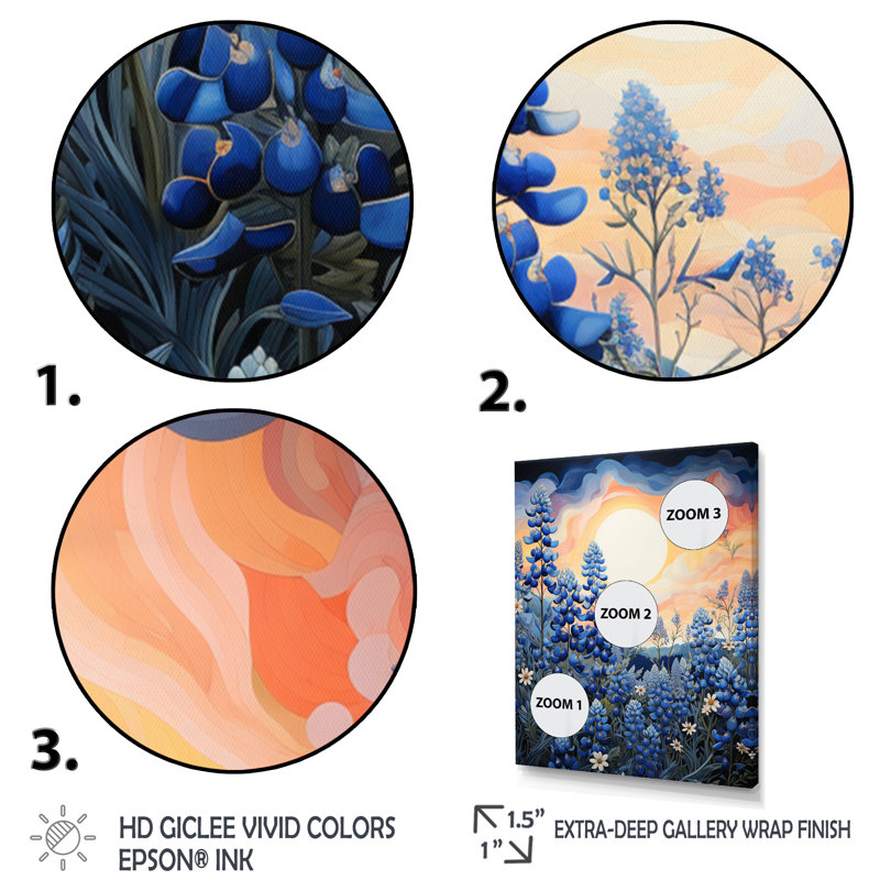 Bluebonnets Flower Blissful III - impression, Cadre photo noir, H 20 po x l 12 po x P 1 po