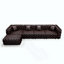 Ensemble de canapé moderne, canapé modulaire rembourré en similicuir 4 places avec conception touffetée à la main pure, 1 repose-pieds et 4 coussins, combinaison multiple pour le salon