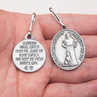 Pet Tags Engraved 2 Packs St Francis Of Assisi Cats Dogs Medal Pendant Collar Charm Protect My Pet